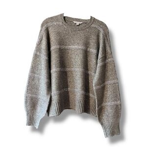 Ophelia Roe Grey Striped Crewneck Sweater